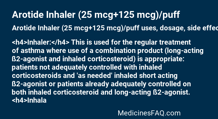 Arotide Inhaler (25 mcg+125 mcg)/puff