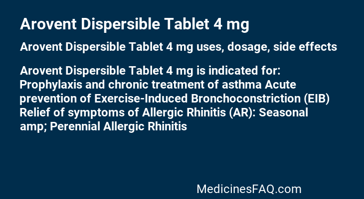 Arovent Dispersible Tablet 4 mg