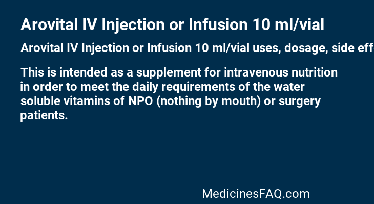 Arovital IV Injection or Infusion 10 ml/vial