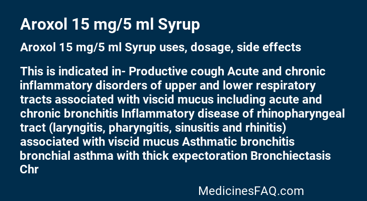 Aroxol 15 mg/5 ml Syrup