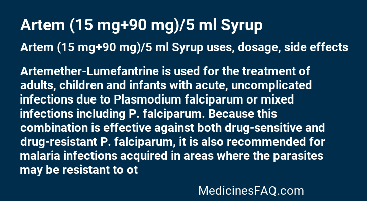 Artem (15 mg+90 mg)/5 ml Syrup