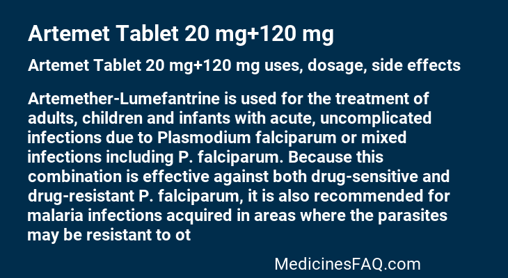 Artemet Tablet 20 mg+120 mg