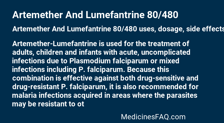 Artemether And Lumefantrine 80/480