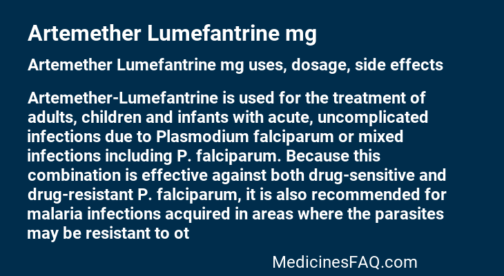 Artemether Lumefantrine mg