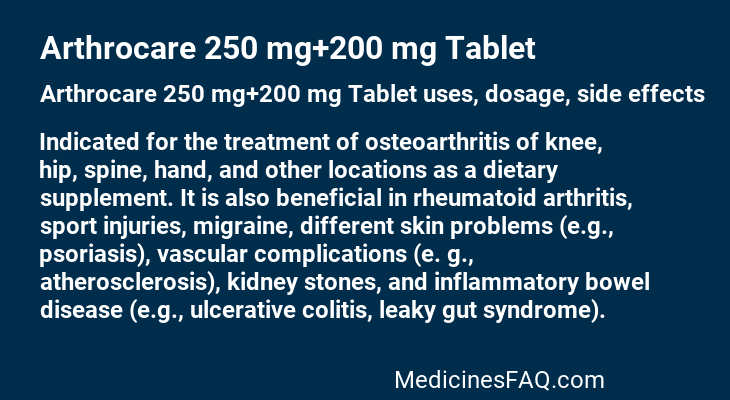 Arthrocare 250 mg+200 mg Tablet