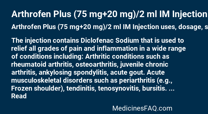 Arthrofen Plus (75 mg+20 mg)/2 ml IM Injection