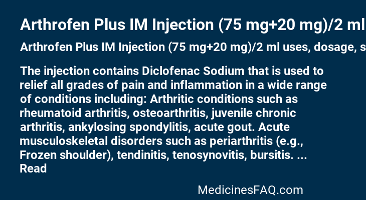 Arthrofen Plus IM Injection (75 mg+20 mg)/2 ml