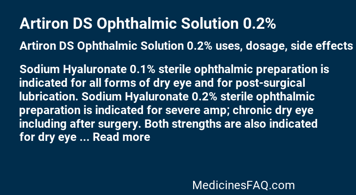 Artiron DS Ophthalmic Solution 0.2%