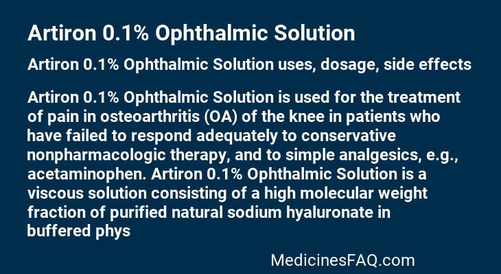 Artiron 0.1% Ophthalmic Solution