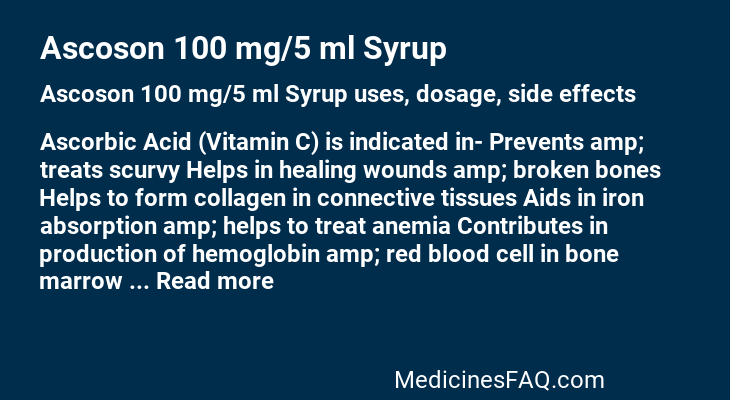 Ascoson 100 mg/5 ml Syrup