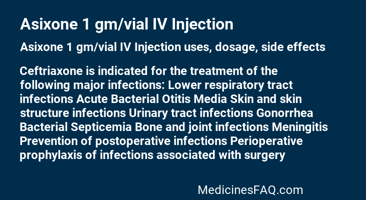 Asixone 1 gm/vial IV Injection