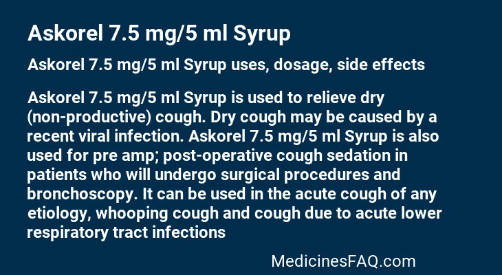 Askorel 7.5 mg/5 ml Syrup