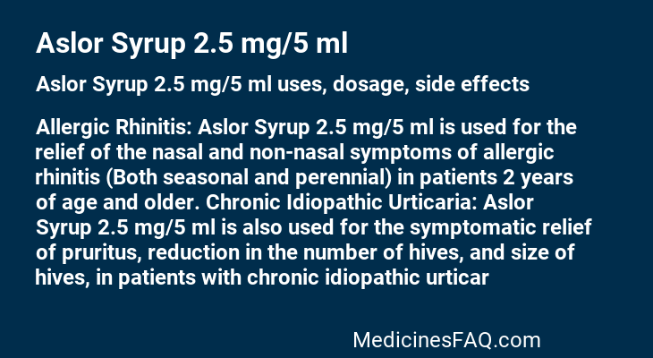 Aslor Syrup 2.5 mg/5 ml