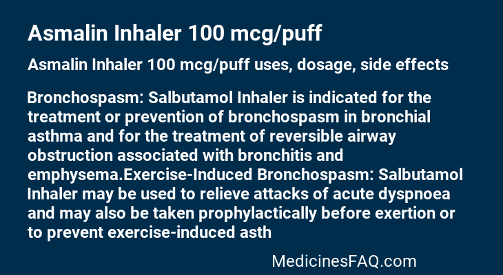 Asmalin Inhaler 100 mcg/puff