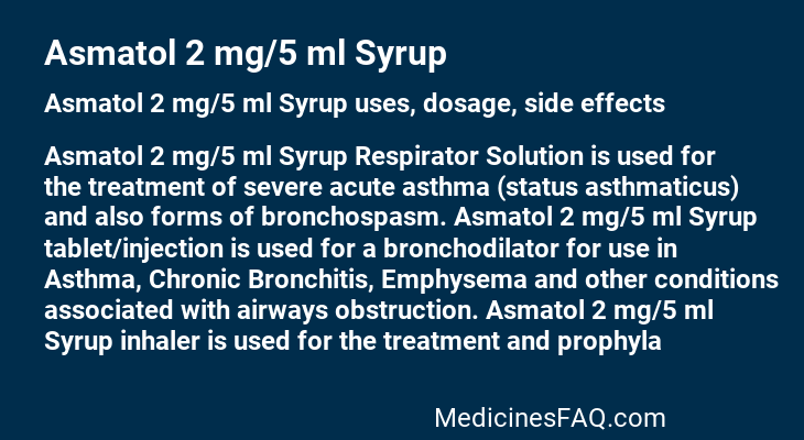 Asmatol 2 mg/5 ml Syrup