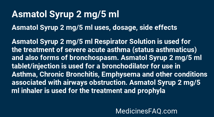 Asmatol Syrup 2 mg/5 ml