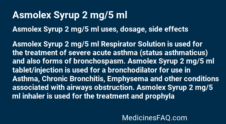 Asmolex Syrup 2 mg/5 ml