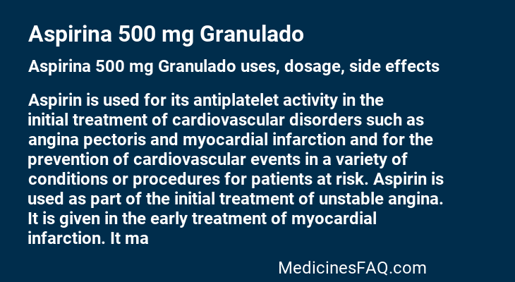 Aspirina 500 mg Granulado