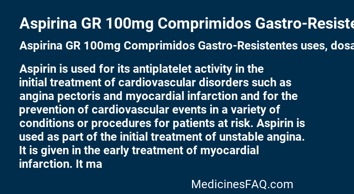 Aspirina GR 100mg Comprimidos Gastro-Resistentes