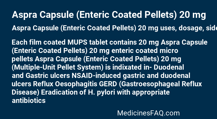 Aspra Capsule (Enteric Coated Pellets) 20 mg