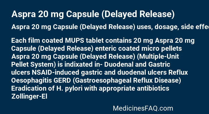 Aspra 20 mg Capsule (Delayed Release)