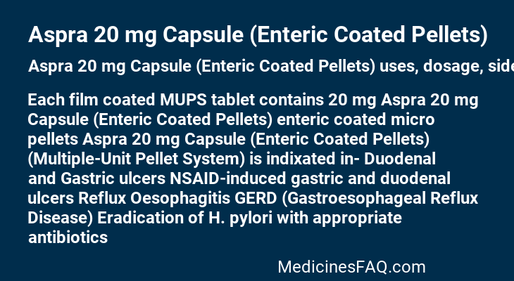 Aspra 20 mg Capsule (Enteric Coated Pellets)