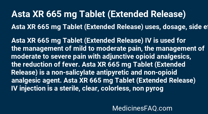 Asta XR 665 mg Tablet (Extended Release)