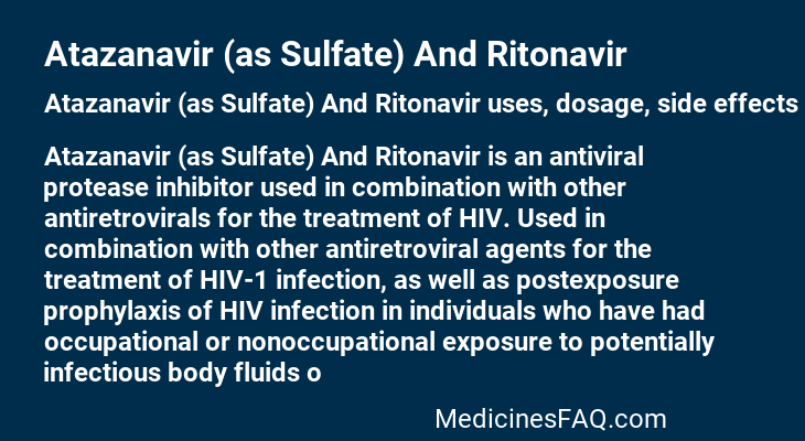 Atazanavir (as Sulfate) And Ritonavir