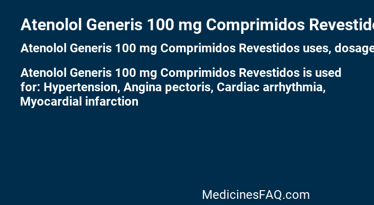 Atenolol Generis 100 mg Comprimidos Revestidos