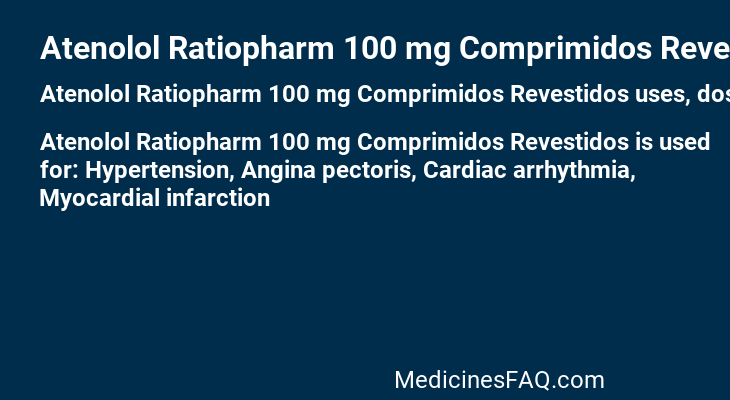 Atenolol Ratiopharm 100 mg Comprimidos Revestidos