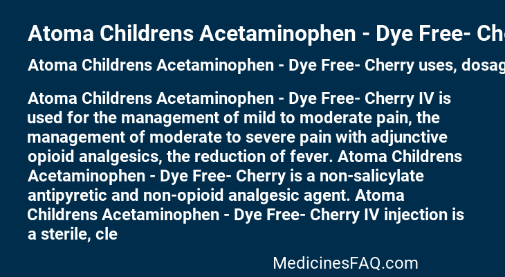 Atoma Childrens Acetaminophen - Dye Free- Cherry