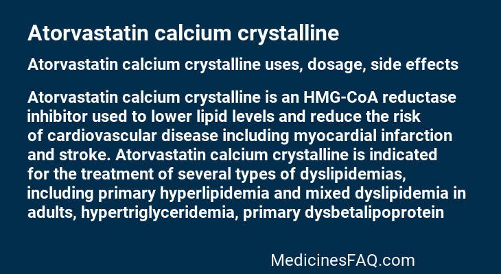 Atorvastatin calcium crystalline
