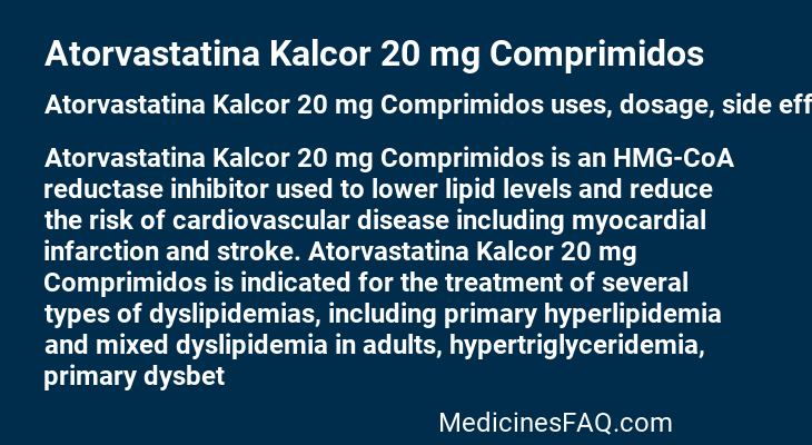 Atorvastatina Kalcor 20 mg Comprimidos