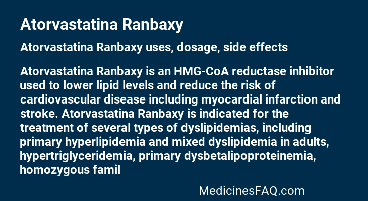 Atorvastatina Ranbaxy