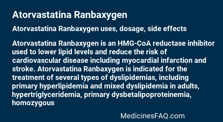 Atorvastatina Ranbaxygen