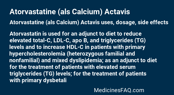 Atorvastatine (als Calcium) Actavis