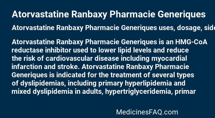 Atorvastatine Ranbaxy Pharmacie Generiques