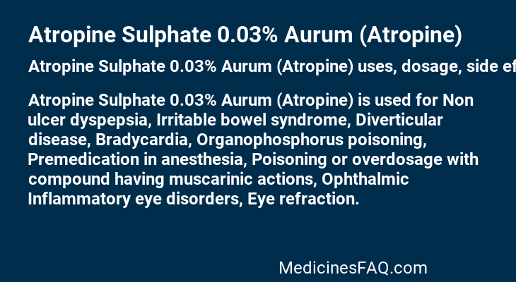 Atropine Sulphate 0.03% Aurum (Atropine)