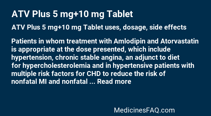 ATV Plus 5 mg+10 mg Tablet