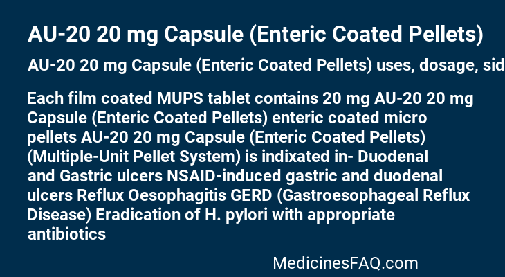 AU-20 20 mg Capsule (Enteric Coated Pellets)