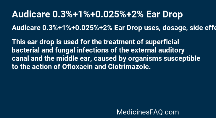 Audicare 0.3%+1%+0.025%+2% Ear Drop