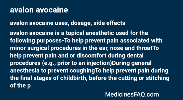 avalon avocaine