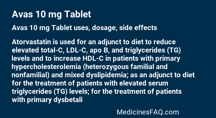 Avas 10 mg Tablet