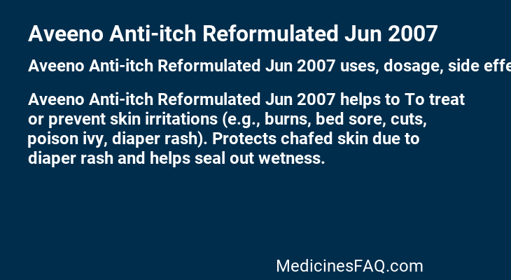 Aveeno Anti-itch Reformulated Jun 2007