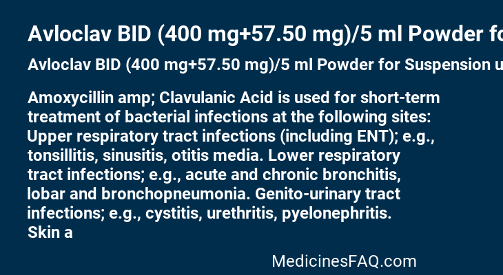 Avloclav BID (400 mg+57.50 mg)/5 ml Powder for Suspension