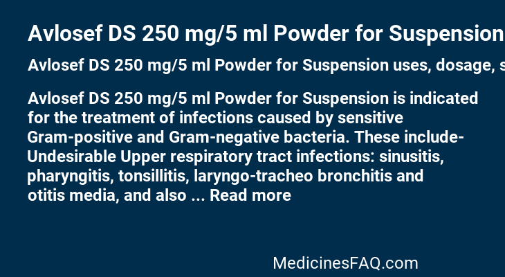 Avlosef DS 250 mg/5 ml Powder for Suspension