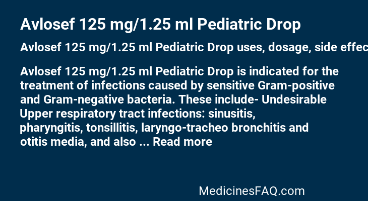 Avlosef 125 mg/1.25 ml Pediatric Drop