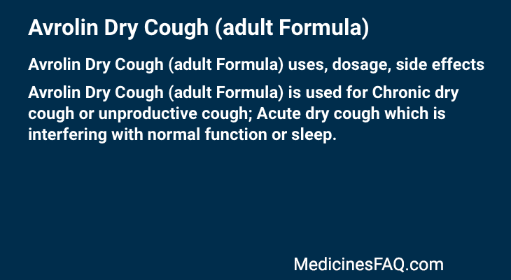 Avrolin Dry Cough (adult Formula)