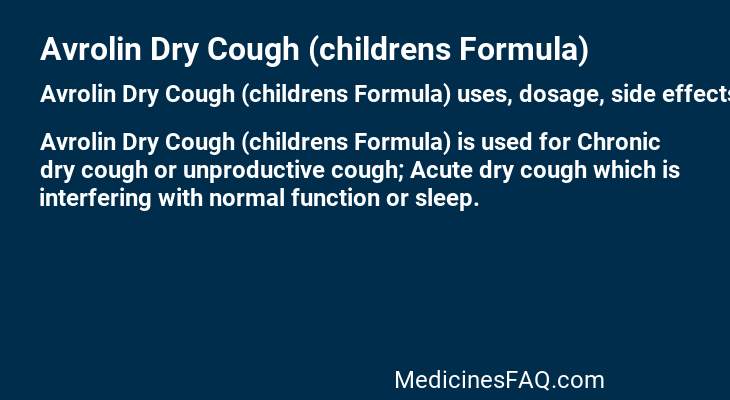 Avrolin Dry Cough (childrens Formula)