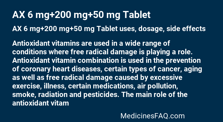 AX 6 mg+200 mg+50 mg Tablet